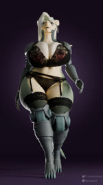 anthro big_breasts bionic_arm bionics blonde_hair bouncing_breasts breasts cleavage clothed clothing countershading curvy_figure cybernetic_arm cybernetic_limb cybernetics eyewear female footwear garter_belt garter_straps glasses hair high_heels huge_breasts lace legwear lingerie machine makeup non-mammal_breasts panties shoes simple_background solo stockings tail thick_thighs topwear underwear voluptuous walking wide_hips f-euphrates snet fish marine shark 3d_(artwork) 3d_animation animated digital_media_(artwork) hi_res no_sound webm