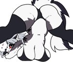 anthro ass_up big_breasts big_butt bikini biped blush blush_lines bra breasts butt butt_focus clothing ears_up eyelashes eyeshadow female female_anthro fur hair jack-o'_pose leggings legwear long_hair looking_at_viewer looking_back makeup markings navel pose presenting presenting_hindquarters red_sclera seductive solo spread_legs spreading swimwear thick_thighs two-piece_swimsuit underwear white_body white_fur james_andromeda helluva_boss mythology loona_(helluva_boss) canid canid_demon canine demon hellhound mammal mythological_canine mythological_creature digital_drawing_(artwork) digital_media_(artwork) hi_res pinup