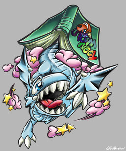 3_fingers ambiguous_gender big_tongue biped blue_body blue_eyes blue_wings book claws cloud fangs fingers long_neck open_mouth ringed_eyes sharp_teeth simple_background solo spiked_wings spikes spikes_(anatomy) tail teeth teeth_showing toe_claws tongue tongue_out toony toony_expression toony_eyes wings yu-gi-oh_card yu-gi-oh_duel_monsters daweregoat konami mythology yu-gi-oh! yu-gi-oh!_duel_monsters blue-eyes_toon_dragon blue-eyes_white_dragon dragon duel_monster mythological_creature mythological_scalie scalie 5:6 absurd_res hi_res