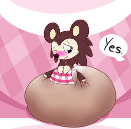 :s anthro apron blue_eyes blush clothed clothing covering_chest dialogue diaper embarrassed excessive_feces feces female hyper hyper_feces offscreen_character pooping scatplay soiled_diaper soiling solo speech_bubble text unclean_diaper used_diaper wearing_diaper white_diaper sir-dancalot animal_crossing nintendo sable_able eulipotyphlan hedgehog mammal english_text hi_res