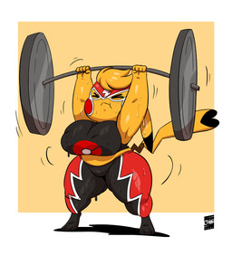 anthro anthrofied barbell belly big_breasts bodily_fluids breasts cleft_tail clothed clothed_anthro clothed_female clothing cosplay_pikachu_(costume) curvy_figure dipstick_ears dipstick_tail ear_markings exercise exposure_variation eyes_closed female female_anthro fully_clothed heart_tail huge_breasts huge_thighs markings midriff multicolored_ears multicolored_tail muscular muscular_anthro muscular_female muscular_thighs nipple_outline pokemorph shortstack shortstack_female slightly_chubby slightly_chubby_anthro slightly_chubby_female solo sweat tail tail_markings thick_thighs voluptuous voluptuous_anthro voluptuous_female weightlifting wide_hipped_female wide_hips wide_stance workout wrestling_outfit joaoppereiraus nintendo pokemon cosplay_pikachu_(character) kanna_(joaoppereiraus) pikachu_libre generation_1_pokemon pikachu pokemon_(species) 2021 digital_media_(artwork) hi_res signature