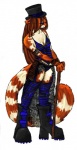 alternative_fashion anaphora anthro big_tail biped brown_body brown_fur cane clothed clothing female fluffy fluffy_tail fur goth hat headgear headwear long_tail markings multicolored_body multicolored_fur orange_body orange_fur simple_background solo standing striped_markings striped_tail stripes tail tail_markings top_hat two_tone_body two_tone_fur white_background white_body white_fur banrai ailurid mammal red_panda