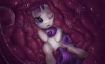 blue_eyes eyelashes female feral fur hair horn one_eye_closed purple_hair solo vore white_body white_fur themirth friendship_is_magic hasbro my_little_pony mythology rarity_(mlp) equid equine mammal mythological_creature mythological_equine unicorn 2014