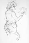 anthro belt bottomwear butt clock clothing cosplay denim denim_bottomwear denim_clothing elemental_manipulation female fire fire_manipulation fur hair jacket jeans looking_at_viewer pants pocketwatch short_hair smile solo stripes topwear watch catsmeow blaise_shirazi felid mammal pantherine tiger monochrome sketch