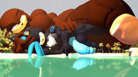 anthro balls beach bedroom_eyes big_balls big_muscles big_pecs big_penis body_hair chest_hair cuddling duo flaccid genitals hand_on_head hand_on_hip huge_balls huge_penis hyper hyper_balls hyper_genitalia hyper_penis larger_male macro male muscular muscular_male narrowed_eyes palm_tree pecs penis penis_size_difference plant sea seductive size_difference smaller_male smile tattoo tree water angelic_endowment sega sonic_the_hedgehog_(series) fan_character trial_the_echidna vonnes_(heyimteedo) echidna eulipotyphlan hedgehog mammal monotreme 16:9 3d_(artwork) digital_media_(artwork) hi_res widescreen