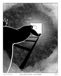 anthro black_body black_skin border climbing climbing_ladder ladder lure_(anatomy) male smoke solo sharkinthepark anvil_(sharkinthepark) anglerfish fish marine 2025 absurd_res comic greyscale hi_res monochrome