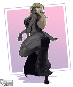 anthro big_breasts big_butt blonde_hair breasts butt clothed clothing cosplay costume crown dark_body dress eyes_closed female fur hair halloween_costume headgear holidays hooves raised_leg simple_background solo tail vein frozenartifice elden_ring fromsoftware halloween bovid caprine mammal sheep 2023 5:6 absurd_res digital_media_(artwork) hi_res