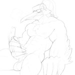 abs anthro balls blush bodily_fluids cum erection eyewear genital_fluids genitals goggles male masturbation muscular muscular_anthro muscular_male nipples orgasm pecs penis solo islate_(artist) nintendo tears_of_the_kingdom the_legend_of_zelda penn_(tloz) avian bird pelecaniform pelican rito 1:1 hi_res line_art monochrome