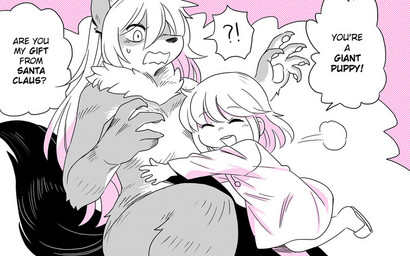 5_fingers anthro blush bodily_fluids breasts clothed clothing dialogue duo eyes_closed female fingers flustered fur grey_body grey_fur hair hug interrobang kemono long_hair nude open_mouth pawpads pink_background simple_background smile sweat sweatdrop teeth text white_hair young young_female young_human shepherd0821 modern_mogal mythology jennifer_barclay wendy_barclay canid canine human mammal mythological_canine mythological_creature werecanid werecanine werecreature werewolf english_text restricted_palette screentone daughter_(lore) mother_(lore) mother_and_child_(lore) mother_and_daughter_(lore) parent_(lore) parent_and_child_(lore) parent_and_daughter_(lore)