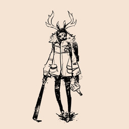 ambiguous_gender anthro antlers arms_at_sides backpack baseball_bat bat_(object) beanie black_bottomwear black_clothing black_pants bottle bottomwear button_(fastener) clothed clothing coat container denim denim_bottomwear denim_clothing ears_up floppy_ears footwear hair hat headgear headwear horn jacket jeans pants parka shoes short_hair simple_background skinny sneakers solo tall tight_bottomwear tight_clothing tight_pants topwear walking weapon cornfrosty deer mammal 1:1 2019 sketch traditional_media_(artwork)