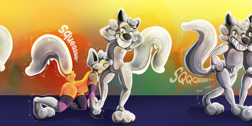 anthro big_feet clothing corruption feet footwear glistening glistening_body hug hypnosis inflatable inflation latex latex_body latex_skin male mind_control nozzle_(valve) nozzle_on_belly paws pool_toy pooltoy_transformation smile socks solo squeak squeaking tail toony transformation transformation_sequence villian derpy_nature canid canine canis domestic_cat felid feline felis humanoid mammal wolf absurd_res hi_res sequence