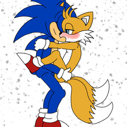 age_difference anthro blue_body blue_eyes blue_fur blush blush_lines clothing duo footwear fur genitals gloves hair hand_on_butt handwear male male/male nude open_mouth orange_body orange_fur penetration penis quills_(anatomy) sex shoes shota smile standing standing_sex tail white_body white_fur yellow_body yellow_fur young young_anthro young_male noiretta sega sonic_the_hedgehog_(series) miles_prower canid canine eulipotyphlan fox hedgehog humanoid mammal 1:1