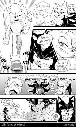 annoyed anthro armwear back_wings big_nose bothered breasts chest_tuft cleavage clothed clothed_anthro clothed_female clothing confusion container cup dialogue elbow_gloves eyelashes female fluffy fluffy_chest footwear fully_clothed fully_clothed_anthro fully_clothed_female gloves group handwear male mug quills_(anatomy) shoes speech_bubble text tuft wings krazyelf sega sonic_the_hedgehog_(series) rouge_the_bat shadow_the_hedgehog sonic_the_hedgehog bat eulipotyphlan hedgehog mammal absurd_res black_and_white comic english_text hi_res monochrome