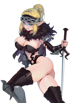 5_fingers big_breasts big_butt black_clothing black_headwear black_legwear black_leotard blonde_hair blush bodily_fluids boots breasts butt cape clenched_teeth clothed clothing female fingers footwear grey_boots grey_cape grey_clothing grey_footwear grey_headwear hair headgear headwear humanoid_pointy_ears legwear leotard melee_weapon not_furry pointy_ears ponytail shoes simple_background skimpy solo sweat sword tan_body tan_inner_ear tan_skin teeth thick_thighs weapon white_background gemi_ningen unicorn_overlord vanillaware elven_fencer_(unicorn_overlord) elf humanoid digital_media_(artwork) hi_res