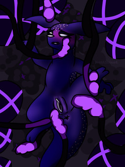 anus bdsm blush bondage bound female feral genitals questionable_consent suspension tentacles vulva 2justashinx4 rain_world videocult watcher_(rain_world) felid feline mammal rot_(rain_world) slugcat 3:4 hi_res