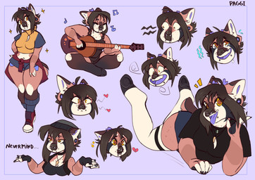 acoustic_guitar anthro barbell_piercing brown_hair circular_barbell_piercing clothed clothed_anthro clothed_female clothing emanata facial_piercing female female_anthro fingers fur guitar hair heart_symbol jewelry lip_piercing multicolored_body multicolored_fur musical_instrument necklace nose_piercing open_mouth open_smile piercing playing_guitar playing_music plucked_string_instrument septum_circular_barbell septum_piercing smile snakebite_piercing string_instrument tongue tongue_out wide_eyed paggi trasha canid deer hybrid mammal 2021 absurd_res digital_media_(artwork) english_description hi_res