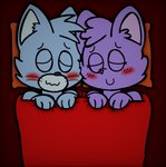 anthro blanket_burrito blue_body blue_fur blush colored-in cuddling duo female fur hair happy male male/female nuzzling pink_inner_ear purple_body purple_fur purrito red_blush romantic romantic_ambiance romantic_couple simple_background smile text under_blanket eggnaug lucy_(eggnaug) marshall_(eggnaug) domestic_cat felid feline felis mammal 2023 colored digital_drawing_(artwork) digital_media_(artwork) hi_res url