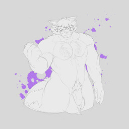 anthro ball_tuft balls big_balls body_hair chest_hair flaccid fluffy fuzzy genitals looking_at_viewer male markings muscular no_pupils nude penis pose pubes ring_(marking) ringed_tail scar selective_coloring simple_background solo striped_markings striped_tail stripes tail tail_markings tuft warooden epic_games fortnite hajime_(fortnite) canid canine mammal raccoon_dog tanuki 1:1 absurd_res digital_drawing_(artwork) digital_media_(artwork) hi_res