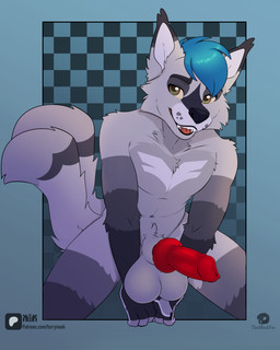 animal_genitalia animal_penis anthro balls bedroom_eyes big_balls big_knot big_sheath blue_hair canine_genitalia canine_penis chest_markings erection fangs genitals grey_body hair huge_balls knot male markings narrowed_eyes open_mouth penis red_penis seductive sheath solo teeth tongue kwik_(artist) thatblackfox alex_fox_(foxruntime) arctic_fox canid canine fox mammal true_fox 4:5 absurd_res hi_res