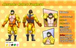 abs anthro armpit_hair blush body_hair boots brown_hair bulge clothed clothing detailed_bulge eye_patch eyewear footwear hair male muscular muscular_anthro muscular_male nipples pecs pink_nipples shoes solo text yellow_body alphamoonlight mario_bros nintendo alexander_robert_fanghead koopa scalie 2020 absurd_res english_text hi_res model_sheet