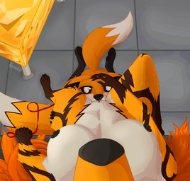 4_toes 5_fingers anthro areola belly black_nipples black_nose black_pawpads black_sclera black_vulva bodily_fluids breasts butt butt_grab collar cunnilingus dominant dominant_female duo feet female female_pov fingers first_person_view floor fur genital_fluids genitals hair hand_on_butt hand_pawpads high-angle_view looking_at_viewer male male/female nails navel nipples nude oral orange_body orange_fur pawpads probe red_hair saliva sex snout space_probe spacecraft standing stroking_head submissive submissive_male tail tattoo tile tile_floor toes vaginal vaginal_fluids vehicle vulva white_body white_fur narezka boopythefox naria_(narezka) canid canine fox mammal digital_media_(artwork) hi_res