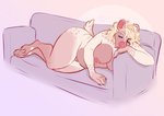 anthro big_breasts breasts female genitals nipples nude pussy sleeping slightly_chubby solo nastypasty canid canine mammal absurd_res hi_res