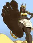 5_toes anthro barefoot big_feet biped black_body black_fur desert feet female foot_focus fur humanoid_feet jewelry plantigrade smile soles solo toes yellow_eyes conditional_dnp zp92 shadya canid canine canis jackal mammal digital_media_(artwork) hi_res