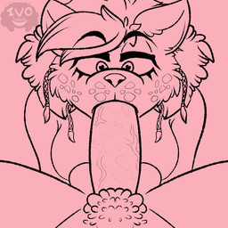 anthro balls bodily_fluids bounce deep_throat dominant dominant_female duo fellatio female fluffy genitals intersex intersex/male male male/female oral oral_penetration penetration penile penis pubes saliva saliva_on_penis sex sucking wide_hipped_male ivo_lamb bovid caprine hyena mammal sheep 1:1 2d_animation animated frame_by_frame hi_res loop monochrome