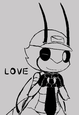 accessory ambiguous_gender antennae_(anatomy) anthro arthropod_abdomen back_wings baseball_cap big_eyes black_line_art closed_smile clothing delivery_(commerce) delivery_employee exoskeleton fingers front_view furgonomic_headwear furgonomics gesture grey_background happy hat headgear headwear heart_gesture mostly_nude mouth_closed necktie one_eye_closed postal_carrier postal_delivery simple_background smile solo standing text thick_thighs wide_hips wings lizardfungus malina_skye arthropod hawk_moth insect lepidopteran moth pellucid_hawk_moth 2025 aliasing binary_drawing digital_drawing_(artwork) digital_media_(artwork) english_text greyscale half-length_portrait monochrome portrait sketch female_(lore)