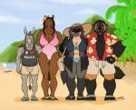 2017 accessory aloha_shirt anthro arm_around_waist arm_hair asinus beach beard belly big_breasts big_hat bikini black_body black_fur body_hair bottomwear breasts brown_body brown_fur carla_raymond chest_hair cleavage clock clothed clothing cloud countershading detailed_background digit_ring donkey equid equine eyes_closed eyewear facial_hair female flip_flops flower flower_in_hair footwear fur glasses green_eyes grey_body grey_fur grey_hair group gulonine hair hair_accessory hairy hand_on_hip hand_on_shoulder hat headgear headwear heart_symbol horse husband_and_wife jewelry khaki_shorts khakis larger_female larger_male leg_hair long_hair lucas_raymond male mammal married_couple mature_anthro mature_female mature_male midriff mountain mouth_closed multicolored_hair musclegut muscular muscular_male mustelid musteline navel one-piece_swimsuit open_clothing open_shirt open_topwear orange_body orange_fur overweight palm_tree pattern_clothing pattern_shirt pattern_topwear plant red_eyes rine ring robert_hayes rosanne_hayes sand sandals seaside shirt shorts shoulder_hair signature size_difference sky slightly_chubby smaller_male smile snoopjay2 sunglasses swimwear tank_top teeth thick_thighs topwear translucent translucent_clothing tree two_tone_hair umbrella watch water wedding_ring wolverine