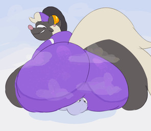 ambiguous_gender anthro asphyxiation big_butt bottom_heavy breath_play butt butt_smother clothing duo eyes_closed facesitting fur gasp gasping_for_air grey_body grey_fur hat headgear headwear huge_butt looking_at_another looking_back looking_back_at_another musk musky_butt narrowed_eyes open_mouth open_smile purple_clothing sharp_teeth sitting sitting_on_another smile smothering tail teeth white_body white_fur wide_eyed iamapoliceman human mammal mephitid skunk 2d_animation animated clip_studio_paint_(artwork) digital_media_(artwork) frame_by_frame