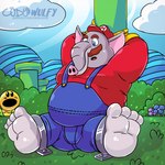 4_toes anthro arms_tied barefoot bdsm bondage bound facial_hair feet feet_tied glistening glistening_feet helpless male mustache overweight overweight_male plantigrade slightly_chubby slightly_chubby_male solo toes trunk codywulfy_(artist) mario_bros nintendo super_mario_bros_wonder elephant_mario mario elephant elephantid mammal proboscidean talking_flower_(super_mario_bros_wonder) 1:1 absurd_res hi_res