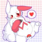 3_toes blush breasts claws feet female feral fur heart_symbol looking_at_viewer nipples pink_body pink_fur pokeball pokeball_censor red_eyes solo spread_legs spreading standard_pokeball toes white_body white_fur unknown_artist nintendo pokemon generation_3_pokemon pokemon_(species) zangoose 1:1 censored