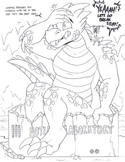 anthro clothed clothing dialogue duo female macro melee_weapon polearm size_difference spear text weapon undertaild undertale undertale_(series) alphys undyne aquatic fish lizard reptile scalie black_and_white english_text hi_res monochrome source_request