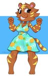 3_toes 5_fingers anthro breasts cleavage clothed clothing eyelashes feet female fingers freckles looking_at_viewer smile solo stripes toes wide_hipped_female wide_hips mehdrawings animal_crossing nintendo bangle_(animal_crossing) felid mammal pantherine tiger 2020 absurd_res digital_media_(artwork) hi_res signature