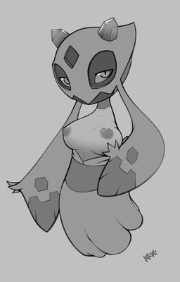 3_fingers asian_clothing big_breasts breasts clothed clothing east_asian_clothing eyelashes female fingers floating half-closed_eyes japanese_clothing kimono looking_at_viewer mask narrowed_eyes nipples not_furry partially_clothed solo kektails nintendo pokemon froslass generation_4_pokemon ghost pokemon_(species) spirit 2018 absurd_res digital_drawing_(artwork) digital_media_(artwork) greyscale hi_res monochrome sketch