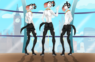 aged_up anthro anthrofied backsack balls big_ben bodily_fluids butt chain chain_necklace clothing exhibitionism feet fingers fur genital_fluids genitals gesture gold_(metal) gold_chain graffiti graffiti_on_wall group group_nudity hand_gesture jewelry london london_eye looking_back male male_peeing markings necklace nude open_mouth peeing peeing_together public public_nudity rear_view smile spots spotted_body standing tail teeth toes trio urine urine_stream watersports dal101strefan 101_dalmatian_street 101_dalmatians disney dimitri_1_(101_dalmatians) dimitri_2_(101_dalmatians) dimitri_3_(101_dalmatians) dimitri_trio_(101_dalmatians) canid canine canis domestic_dog mammal digital_media_(artwork) hi_res brother_(lore) brothers_(lore) sibling_(lore) triplets_(lore)