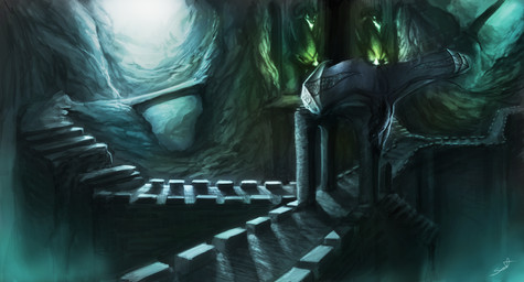 4_horns ambiguous_gender cave detailed_background feral front_view glowing glowing_eyes horn inside mane multi_horn quadruped ridged_horn sculpture solo spread_wings stairs statue underground wings jadedragoness european_mythology mythology itasa_(jadedragoness) dragon mythological_creature mythological_scalie scalie western_dragon 2017 detailed digital_drawing_(artwork) digital_media_(artwork) hi_res signature