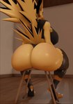 anthro anthrofied beak big_breasts big_butt biped breasts broken_furniture butt chair chair_breaking clothed clothing detailed_background female furniture glistening glistening_butt glistening_thighs huge_butt inside looking_back low-angle_view pokemorph rear_view sitting sitting_on_stool solo stool thick_thighs thong underwear yellow_body xlkev nintendo pokemon zapdos_(morethreedee) zappy_(xlkev) generation_1_pokemon legendary_pokemon pokemon_(species) zapdos 3d_(artwork) 3d_animation animated digital_media_(artwork) short_playtime