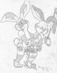 absurd_res american_rabbit anal anal_penetration anthro arms_tied balls big_ears bodily_fluids bound buckteeth canada chain cum cum_from_ass cum_in_ass cum_inside cum_on_ground duo erection fan_character forced from_behind_position genital_fluids genitals graphite_(artwork) greyscale hi_res lagomorph leporid male male/male male_penetrated male_penetrating male_penetrating_male mammal messy mizzyam monochrome one_leg_up open_mouth pencil_(artwork) penetration penis rabbit raised_leg rape sex smile standing tapering_penis teeth the_adventures_of_the_american_rabbit traditional_media_(artwork)