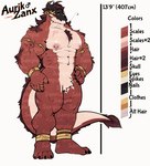 2024 4_toes 5_fingers abs anklet anthro arm_tuft barazoku barbel_(anatomy) biceps biped black_claws body_hair bone bracelet chest_hair chest_tuft claws color_swatch countershading crotch_tuft distracting_watermark dragon ear_piercing ear_ring elbow_tuft featureless_crotch feet fingers flesh_whiskers head_wreath hi_res horn horn_jewelry horn_ring jewelry looking_at_viewer male muscular muscular_anthro muscular_male mythological_creature mythological_scalie mythology nipple_piercing nipples pecs piercing plantigrade red_body ring_(jewelry) ring_piercing scalie scratches skull skull_head solo standing tail tail_mane tail_tuft toes tuft watermark whisker_tuft white_body white_countershading yellow_sclera zaflep