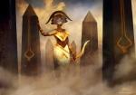 amonkhet anthro bow_(weapon) fantasy female group ranged_weapon solo_focus weapon egyptian_mythology hasbro magic:_the_gathering middle_eastern_mythology mythology oketra deity domestic_cat felid feline felis mammal