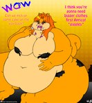 2018 absurd_res anthro apricot_(viroveteruscy) belly big_belly big_breasts bottomwear breasts clothing comic deep_navel english_text female hi_res huge_breasts mammal morbidly_obese morbidly_obese_anthro morbidly_obese_female navel obese obese_anthro obese_female open_mouth overweight overweight_anthro overweight_female red_eyes rodent sciurid solo stuffing text topwear torn_clothing tree_squirrel viroveteruscy warning_cream_filled weight_gain