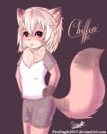 anthro blush female heart_symbol smile solo standing text senz chiffon nia_(senz) canid canine fox mammal 2016 hi_res url