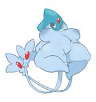 2_tails areola big_breasts biped black_eyes blue_body breasts featureless_crotch featureless_feet feet female floating forehead_gem front_view gem hand_on_leg hand_on_thigh multi_tail multicolored_body nipples nude nude_female simple_background solo tail thick_thighs white_background white_slime_(artist) nintendo pokemon azelf generation_4_pokemon humanoid legendary_pokemon pokemon_(species) 2024 absurd_res digital_drawing_(artwork) digital_media_(artwork) hi_res