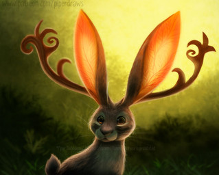 ambiguous_gender antlers brown_body brown_eyes brown_fur feral fur horn long_ears outside plant solo subsurface_scattering tan_body tan_fur text whiskers piper_thibodeau hare jackalope lagomorph leporid mammal 2021 digital_media_(artwork) digital_painting_(artwork) painting_(artwork) url
