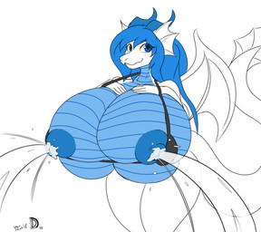 anthro big_breasts bikini blue_hair bodily_fluids breasts clothing excessive_lactation female hair huge_breasts hyper hyper_breasts lactating membrane_(anatomy) membranous_wings nipples non-mammal_breasts projectile_lactation solo swimwear tail two-piece_swimsuit wings lutnut215 third-party_edit vant_talon mythology alabaster_(lutnut215) aquatic aquatic_dragon dragon mythological_creature mythological_scalie scalie color_edit colored digital_media_(artwork)