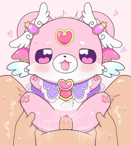 abdominal_bulge bestiality blush bodily_fluids chibi duo female feral feral_penetrated first_person_view fur genital_fluids genitals human_on_feral human_penetrating human_penetrating_feral interspecies male male/female male_human male_pov pawpads penetration penile penile_penetration penis penis_in_vagina pink_body pink_fur sex size_difference smaller_female smaller_penetrated vaginal vaginal_fluids vaginal_penetration vulva azuo star_detective_precure! pochitan fairy human mammal hi_res