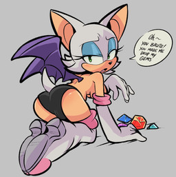 anthro armwear boots butt clothing convenient_censorship dialogue elbow_gloves female footwear gem gloves handwear legwear looking_at_viewer looking_back open_mouth panties rear_view shoes solo tail text thigh_boots thigh_highs underwear wings shaddycatz sega sonic_the_hedgehog_(series) rouge_the_bat bat mammal 2023 english_text hi_res