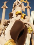 accessory anthro antlers big_butt blue_eyes blurred_background breasts butt butt_focus clothed clothed_anthro clothed_female clothing diamond_eyes dream_breaker_(pseudoregalia) female female_anthro fingerless_gloves floppy_ears fur furgonomics gloves grey_body grey_fur grey_hair hair hair_accessory hair_ring handwear horn jewelry logo looking_at_viewer looking_back looking_back_at_viewer looking_down looking_down_at_viewer lop_ears low-angle_view medium_breasts ring short_snout slim_anthro slim_female solo tail tail_accessory tail_jewelry tail_ring tail_tuft text thick_thighs tuft weapon mereo warfaremachine_(modeler) blender_cycles pseudoregalia sybil_(pseudoregalia) bovid caprine domestic_cat felid feline felis goat lagomorph leporid mammal rabbit 2025 3:4 3d_(artwork) artist_logo artist_name blender_(artwork) digital_media_(artwork) english_description hi_res portrait three-quarter_portrait watermark
